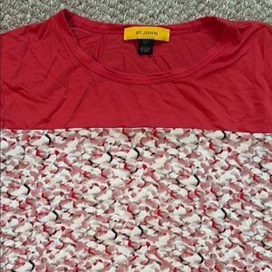 St. John Red and White Textured Blouse